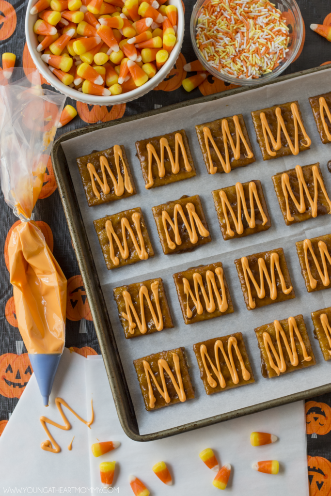 Sweet and Salty Candy Corn Toffee