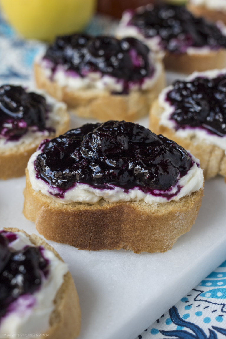 Whipped Honey Goat Cheese & Blueberry Compote Crostini - Young At Heart ...