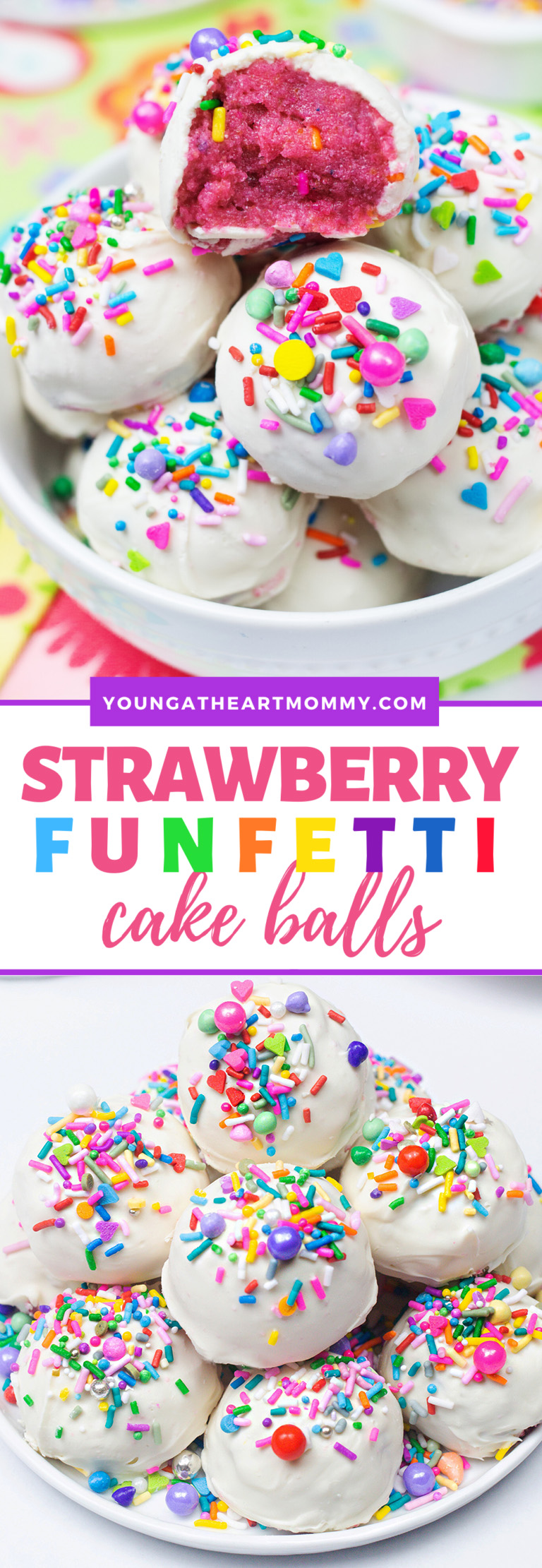 Easy Strawberry Funfetti Cake Balls Recipe