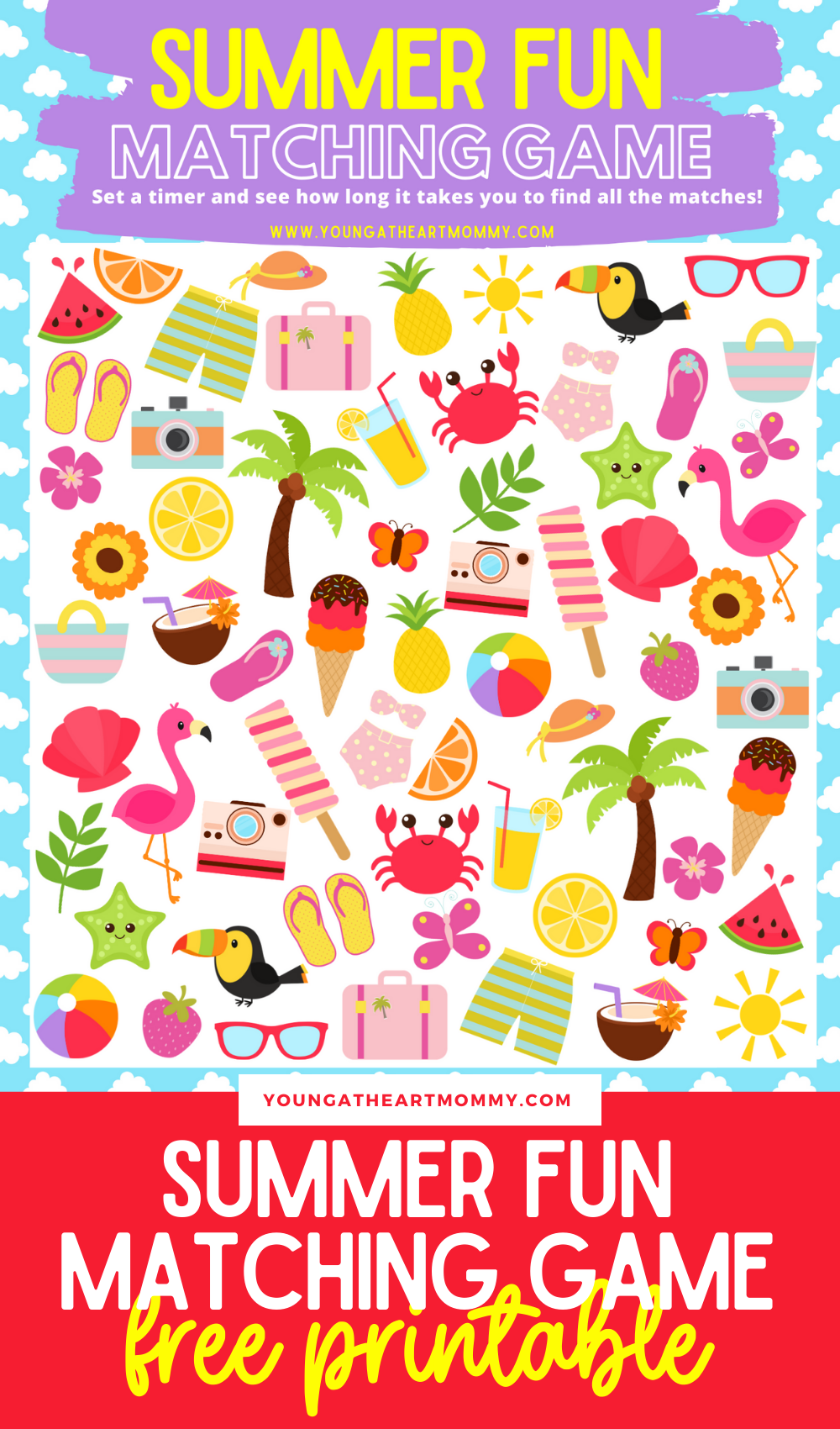  Summertime Matching Game Printable For Kids